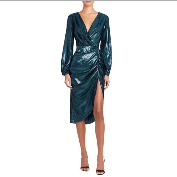 Amanda Uprichard Dresses & Skirts - Amanda Uprichard Roma Dress large Green Ansella Burnout Metallic Sparkle NWT
